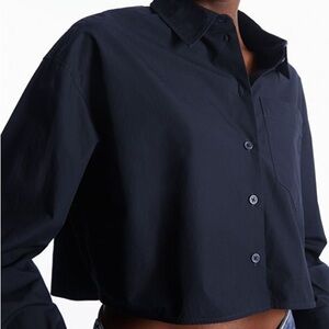COS navy blue cropped shirt size 12